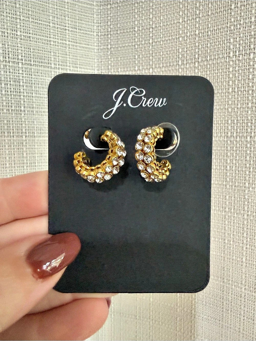 J.Crew Crystal Hoop Earrings Gold & Silver NWT